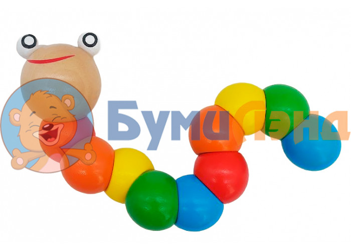 Деревянная игрушка Гусеница, 12 шт